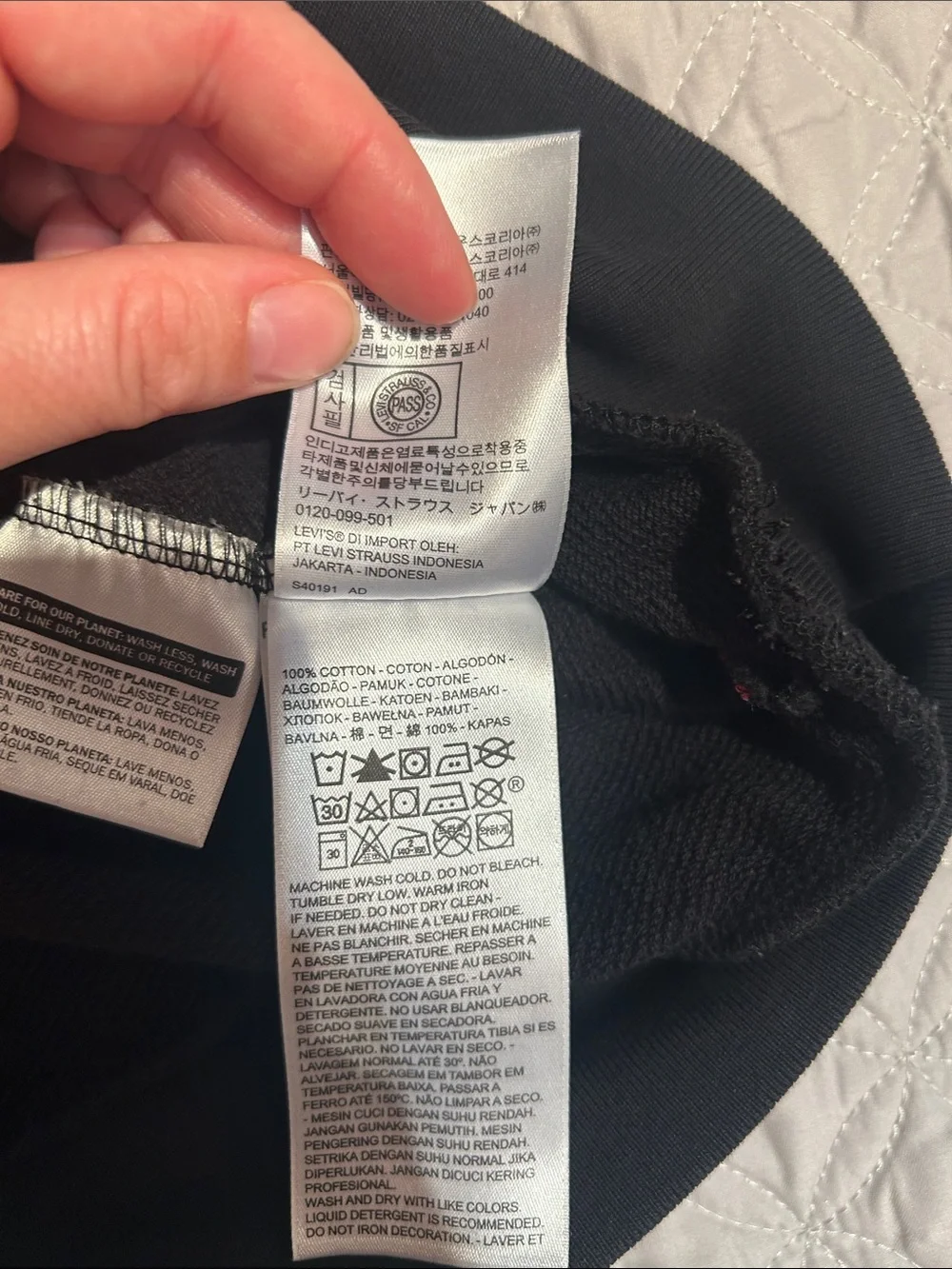 Levi's Black Crewneck Sweatshirt with Red Batwing Logo